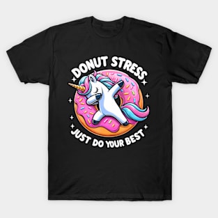 Unicorn Donut Stress Best Teacher Testing day T-Shirt